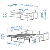 VIMLE 3-seat sofa-bed, with chaise longue/Hillared anthracite