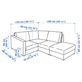 VIMLE Corner sofa, 3-seat, with open end/Grann/Bomstad black