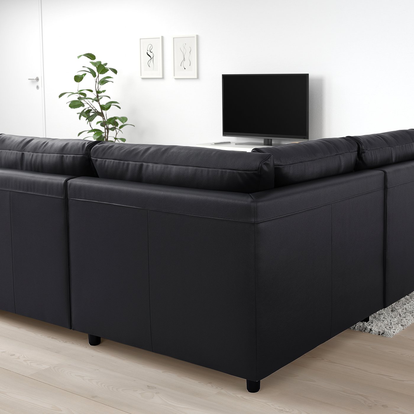 IKEA VIMLE ブラックソファ　美品 VIMLE corner sofa, 3-seat, with open end/Grann/Bomstad black - IKEA