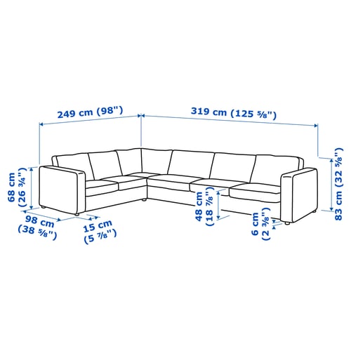 Vimle Corner Sofa 5 Seat Dalstorp Multicolour Ikea