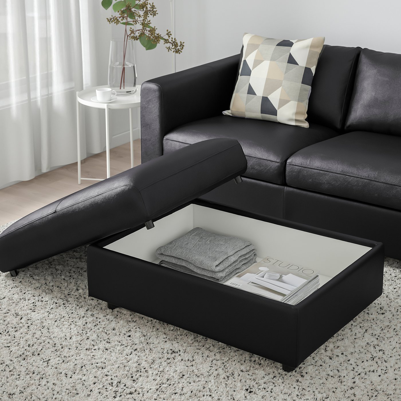 VIMLE footstool with storage, Grann/Bomstad black - IKEA