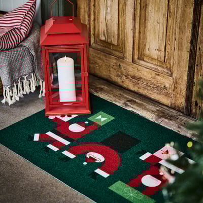 VINTERFINT Door mat, Santa Claus pattern green, 60x90 cm