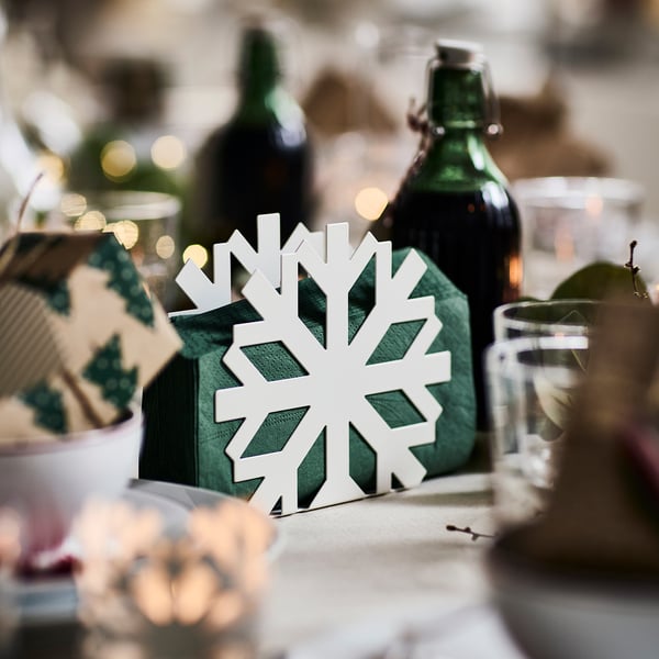 VINTERFINT Napkin holder, snowflake white, 17x15 cm