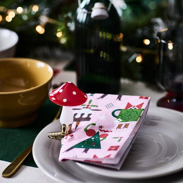 VINTERFINT Paper napkin, mixed patterns pink, 33x33 cm