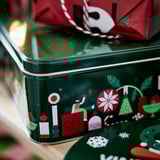 VINTERFINT Tin with lid, green, 29x20x8 cm