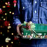 VINTERFINT Tin with lid, green, 29x20x8 cm