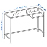 VITTSJÖ Laptop table, black-brown/glass, 100x36 cm