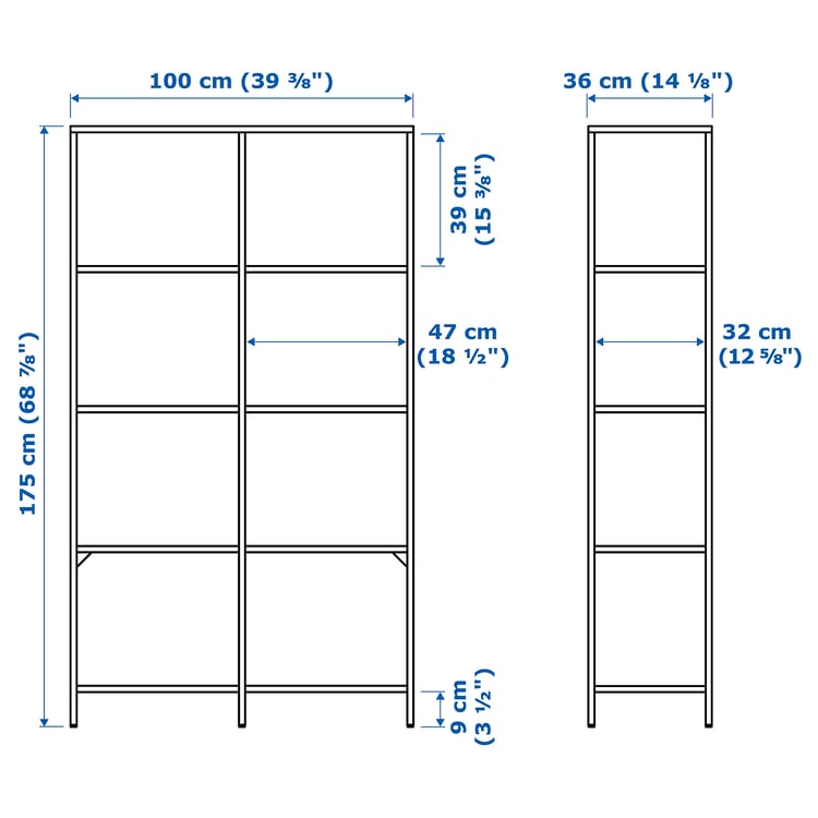 VITTSJÖ shelving unit, blackbrown/glass, 100x175 cm IKEA