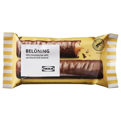 Ikeas BELÖNING: čokoladica z ovsenimi piškoti in karamelo.