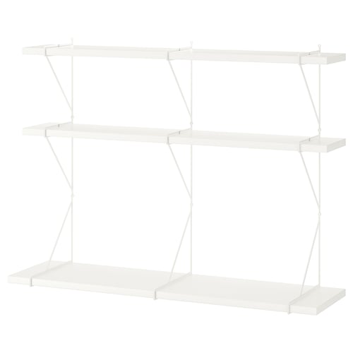 Bela ikea BERGSHULT stenska polica, 3-stopenjska, minimalistična oblika.