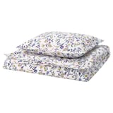 BRUDKRUSBÄR komplet odeje, bela barvitega cvetličnega dizajna, mehak organski bombaž.