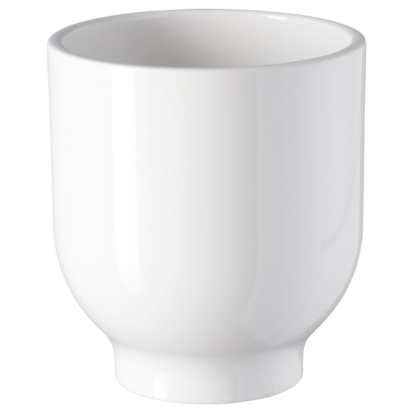 DRÖMSK bela keramična sadilnica, elegantna cilindrična oblika.