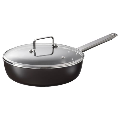 GULDÖRING Visoka ponev s pokrovko, sloj proti sprijemanju steklo/črno siva, 24 cm