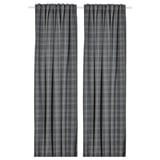 HÄGGVECKMAL temno sive tartan zavese, volnene, zatemnitev prostora, reciklirani poliester, pravokotna, 300 cm ekstra dolga.