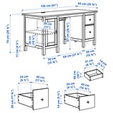 Slika z meritvami za izdelek: HEMNES.