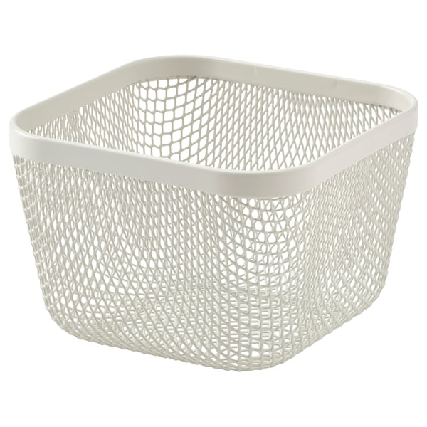 IKEA 365+, bela, mrežasta košara, kvadratne oblike, jeklo prevlečeno s plastiko.