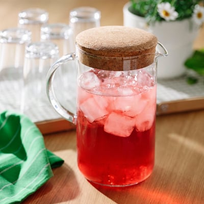 IKEA 365+ Vrč s pokrovom, prozorno steklo/pluta, 1.5 l