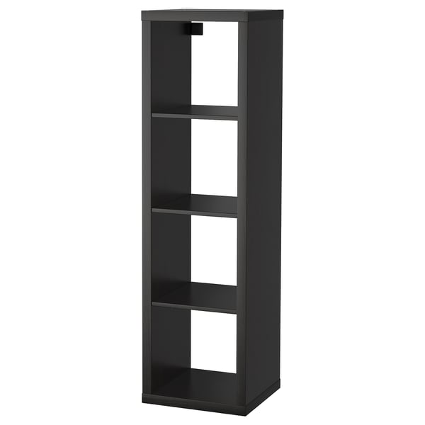 Črni regal KALLAX - minimalistično shranjevanje.