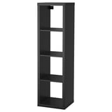 Črni regal KALLAX - minimalistično shranjevanje.