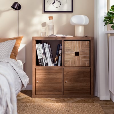 KALLAX Regal, z 2 vrati/rjava imitacija oreha, 77x77 cm