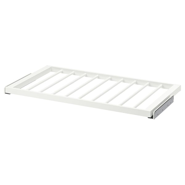 Beli obešalnik za hlače KOMPLEMENT z mrežasto izvedbo za organizirano shranjevanje.
