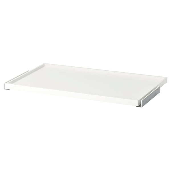 Bela KOMPLEMENT izvlečna polica za pladenj, pravokotna, eleganten rob za shranjevanje garderobe.