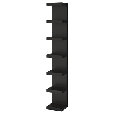 Stenska polica ikea LACK v bLACK. Ima več vodoravnih polic, kot nalašč za učinkovito shranjevanje na steni. Njegova sodobna zasnova se prilega ozkim prostorom.