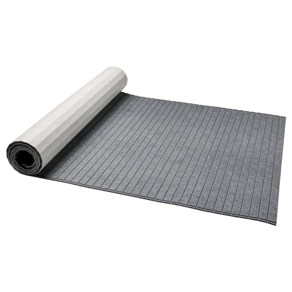 Valjana siva klobučevina plošča za DIY drsna vrata, teksturirana z vodoravnimi črtami.