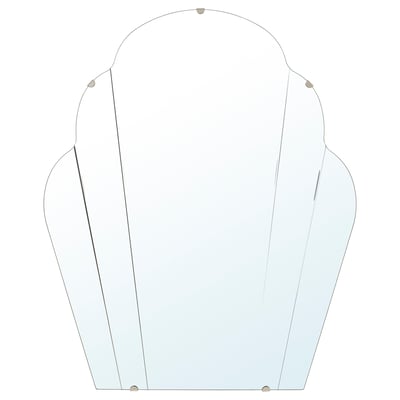 Elegantno ogledalo z imenom LOMMARYD, ki ima obliko lupine, s kovinskim vzmetenjem.