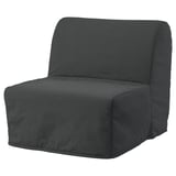Temno siva lycksele razstavljiva postelja, eleganten sodoben dizajn, mehka oblazinjena tkanina, kvadratni sedež in naslonjalo.