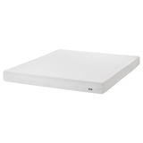 Bela posteljna vzmetnica MALM znamke IKEA, pravokotna in navadna, z gladko teksturo.