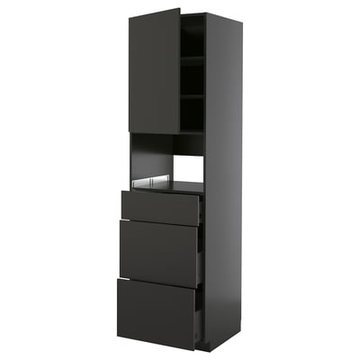 METOD / KNIVSHULT Visoka omara za vgrad gspd aparate, črno siva/Nickebo mat antracitna, 60x60x220 cm