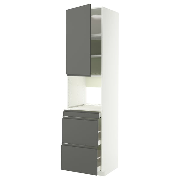 METOD / MAXIMERA Visoka omara za komb mv pčc+vr/3pr, bela/Voxtorp temno siva, 60x60x240 cm