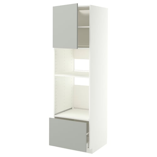 METOD / MAXIMERA Visoka omara za vgrad gspd aparate, bela/Havstorp svetlo siva, 60x60x200 cm