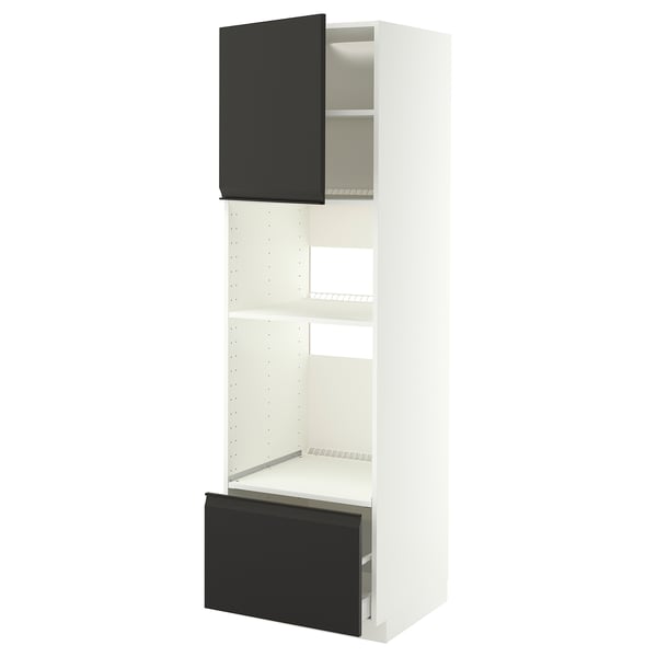 METOD / MAXIMERA Visoka omara za vgrad gspd aparate, bela/Upplöv mat antracitna, 60x60x200 cm