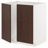 Kuhinjska enota Ikea METOD, bela in temno rjava, pravokotna, sodoben dizajn.