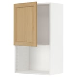 Stenska omara ikea METOD z vrati iz svetlega hrastovega furnirja, belim okvirjem in nastavljivo polico.
