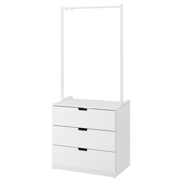 NORDLI komoda s 3 predali, eleganten, sodoben, gladek predal, ograja za oblačila, nastavljive noge