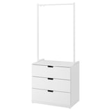 NORDLI komoda s 3 predali, eleganten, sodoben, gladek predal, ograja za oblačila, nastavljive noge