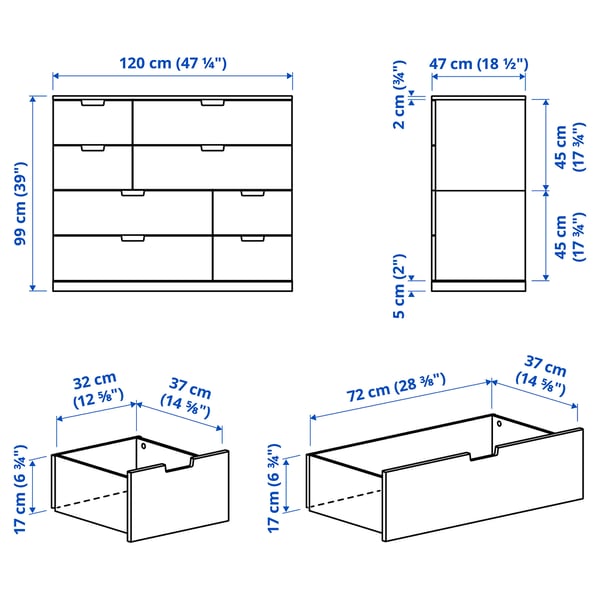 Slika z meritvami za izdelek: NORDLI.