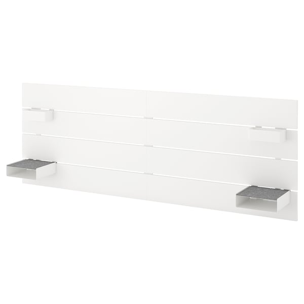 NORDLI belo vzglavje s policami - moderno, elegantno in funkcionalno.