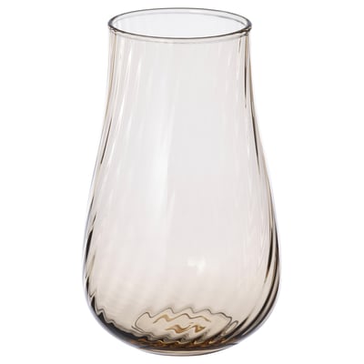 Elegantna vaza PÅSKÖTRÄD, svetlo rjave barve, iz stekla, oblike solze z vrtinčastim dizajnom.