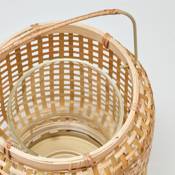 PÅVEFINK Laterna za svečo, bambus, 33 cm