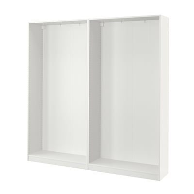Beli okvir garderobe ikea PAX - sodoben, pravokoten z več predelki.
