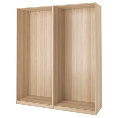 Okvirji garderobe Ikea PAX, lahki hrast, leseni, pravokotni, modularni dizajn.