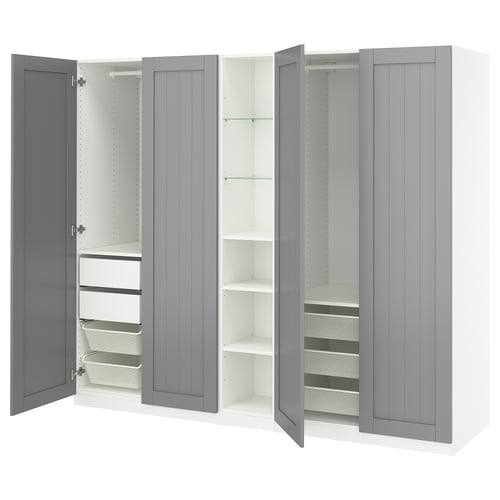 PAX / GULLABERG Garderobni sestav, siva siva/bela, 235x60x201 cm