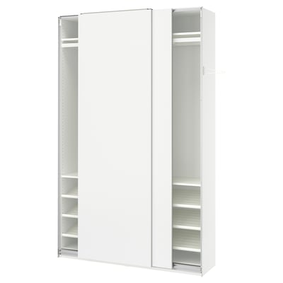 PAX / HASVIK Garderobna omara z drsnimi vrati, bela/bela, 150x43x236 cm