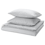 Ikea PILTANDVINGE siva posteljnina, gladka tkanina, kvadratne blazine.