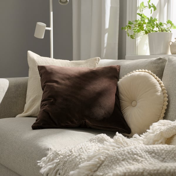 SANELA Prevleka za blazino, temno rjava, 50x50 cm
