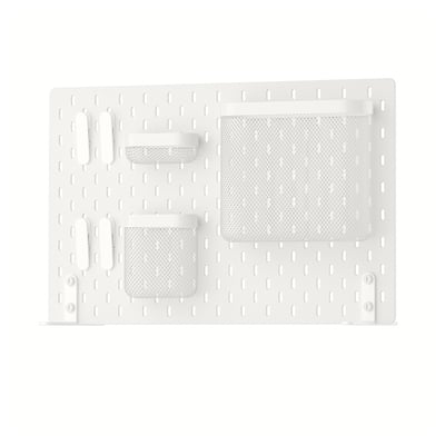 SKÅDIS beli organizator za plošče z mrežastimi košarami in sponkami.